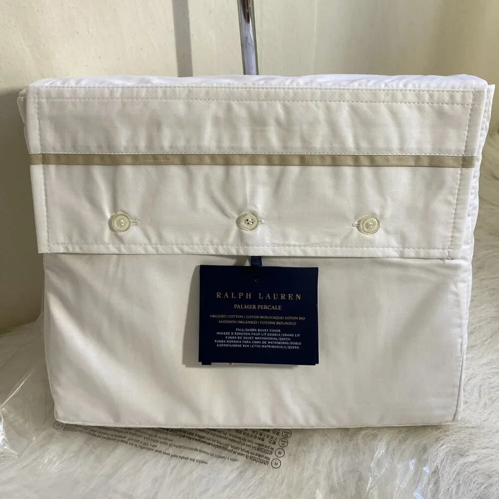 Ralph Lauren Palmer Percale Organic Cotton Duvet Cover Full/Queen Sand Dune NWT